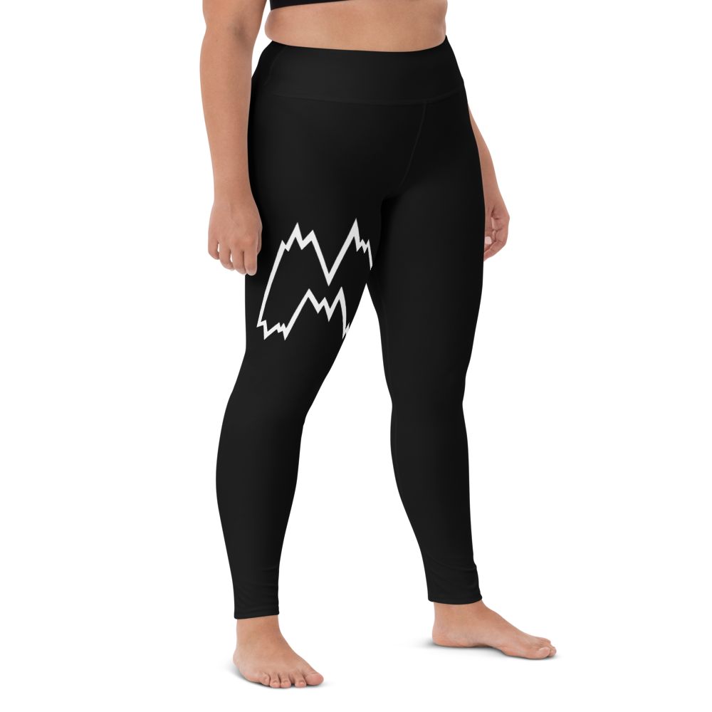 Black Yoga Leggings Center Logo