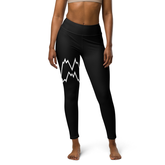 Black Yoga Leggings Center Logo
